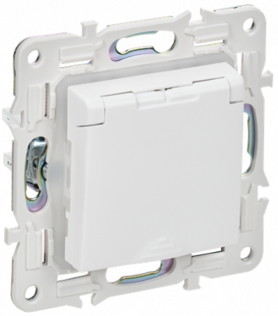 IEK SKANDY мех.розетка 1СП с з/к и шт (крышкой) 16А IP44 SK-R11W (белый)