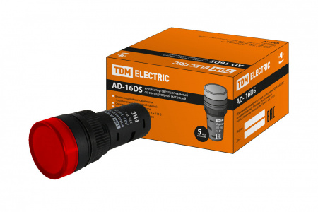TDM - 230В Лампа AD-16DS(LED)матрица d16мм красный 230В АС
