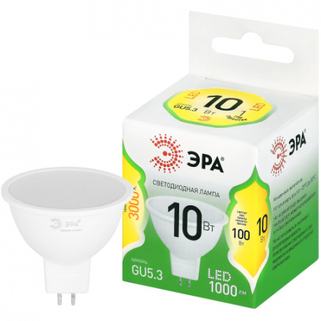 ЭРА Лампа LED MR16-10W-830-GU5.3 софит теплый свет GREEN LINE