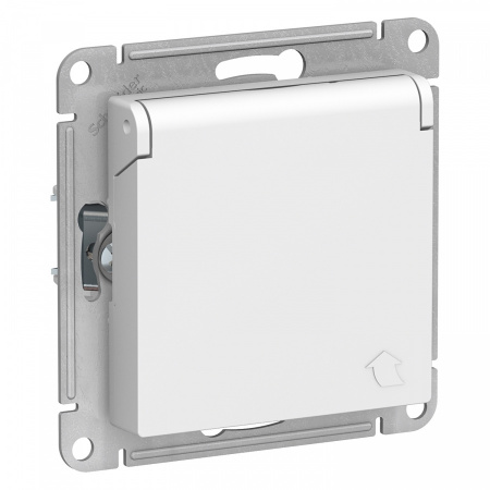 SE - ATLAS DESIGN Механизм розетки 1СП с з/к и шт с крышкой 16А IP20 бел. ATN000146 (15/120)