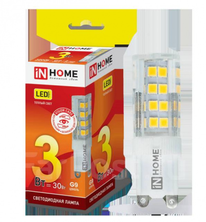 IN HOME Лампа LED-JCD-VC 3Вт 230В G9 3000К 270Лм 