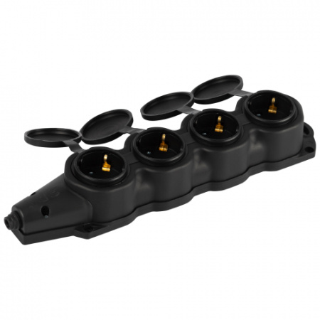 ЭРА Колодка KX-4e-B-IP44 каучуковая с з/к 4 розетки 16A IP44 черная (РФ) 50