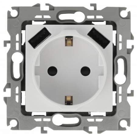 12-4109-01 Розетка 1СП с з/к и шт + 2USB, Эра12, белый